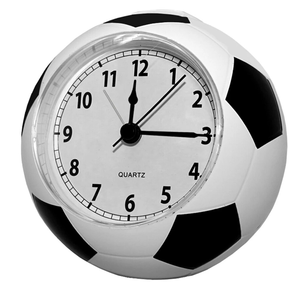Desk Setup Girl - Fußball-Wecker, leise Tischuhr, 3D-Fußball-förmige Studenten-Cartoon-niedliche Uhr,