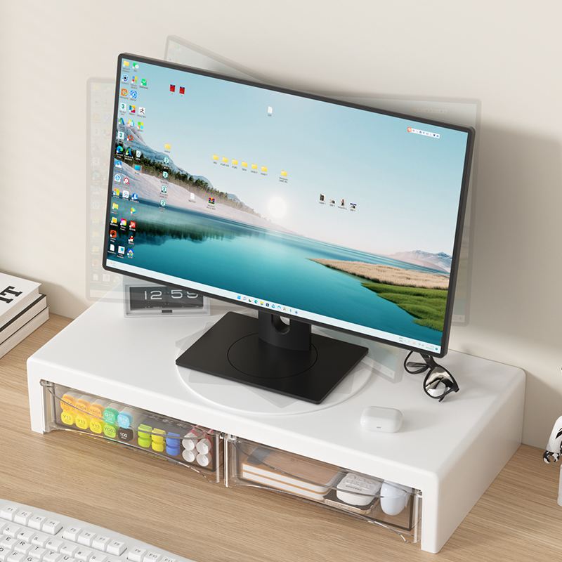 Desk Setup Riser - 2-stufiger Monitorständer, Monitorerhöhung aus Kunststoff mit