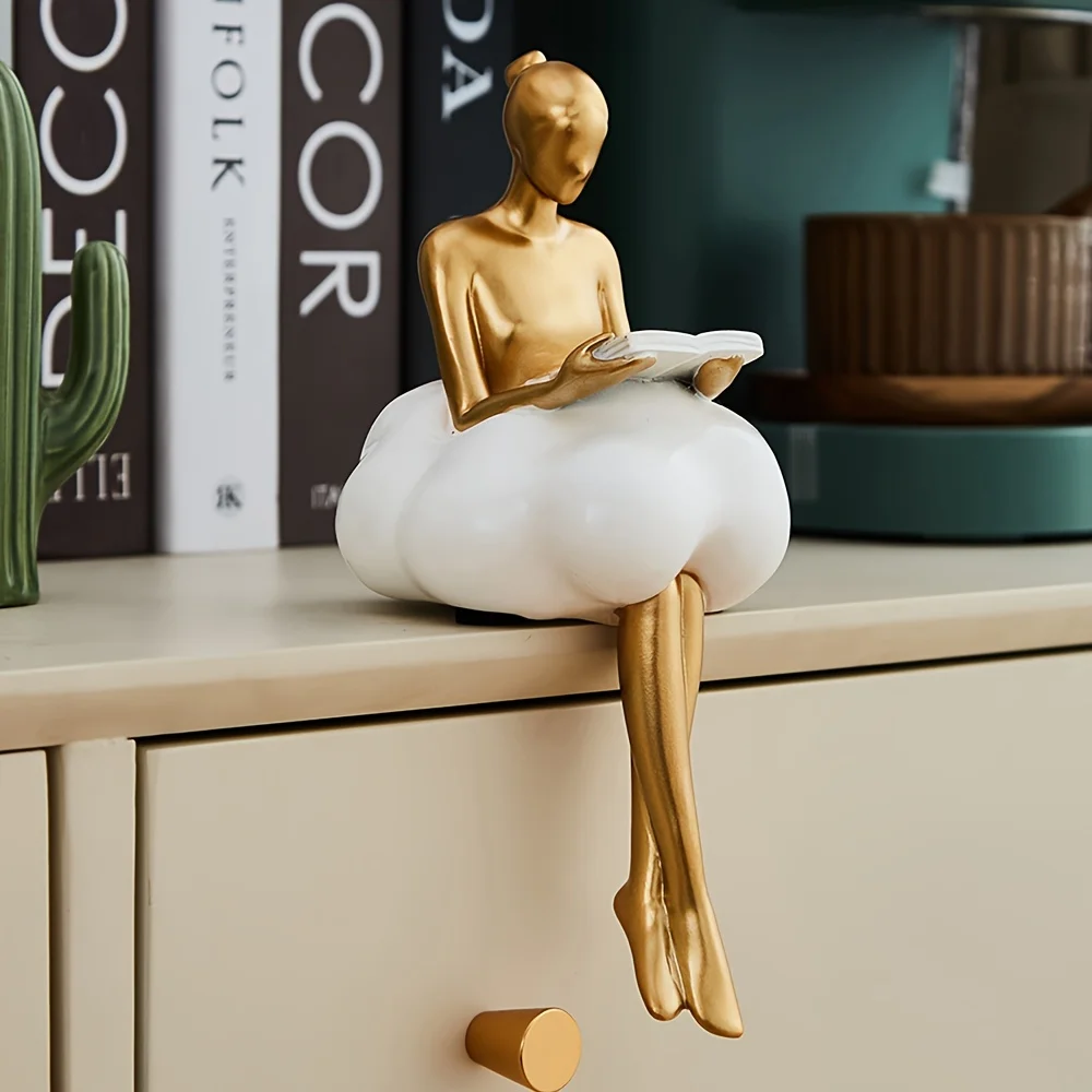 Desk Setup Girl - Wolken mädchen Skulptur abstrakte Kunst Figur