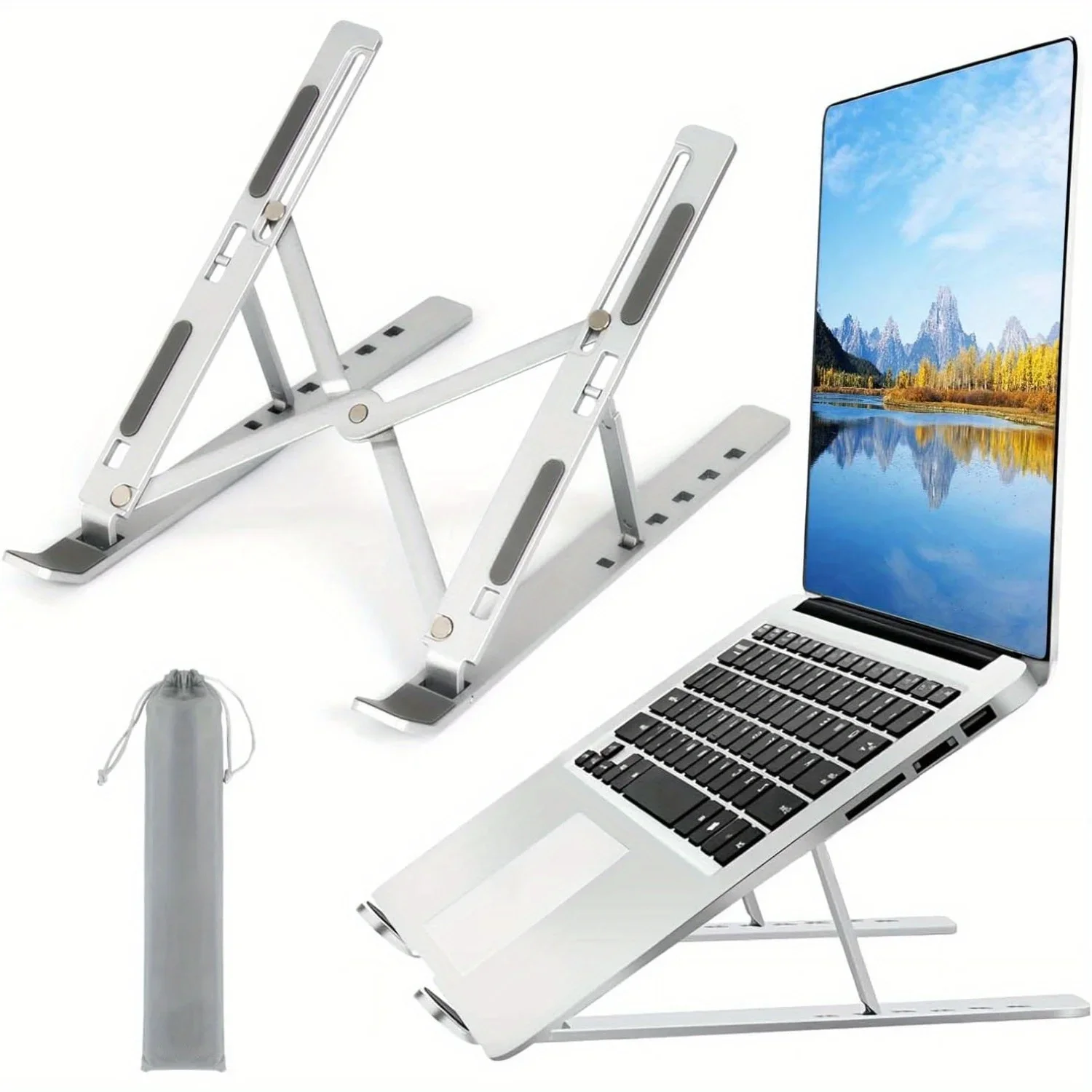 Desk Setup Riser - Faltbarer Aluminium-Laptop-Ständer Ergonomischer Kühlender Notebook-Halter Tragbarer