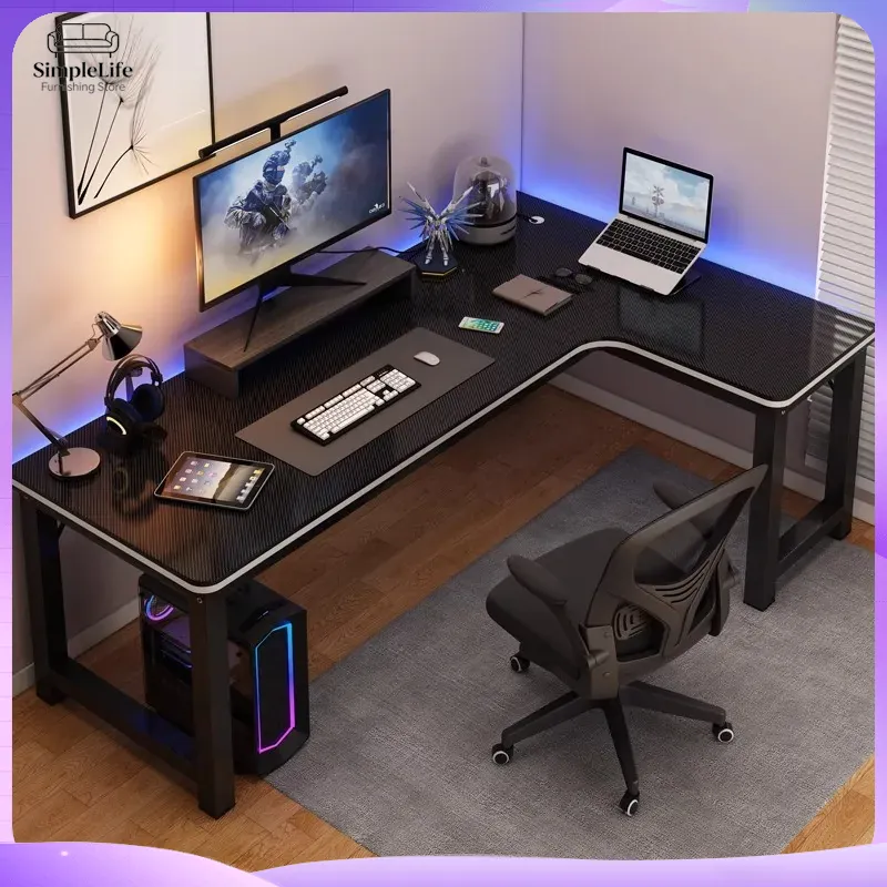 Desk Setup Laptop And Monitor - Eck-Gaming-Schreibtisch Computertisch für PC Laptop Ergonomisch