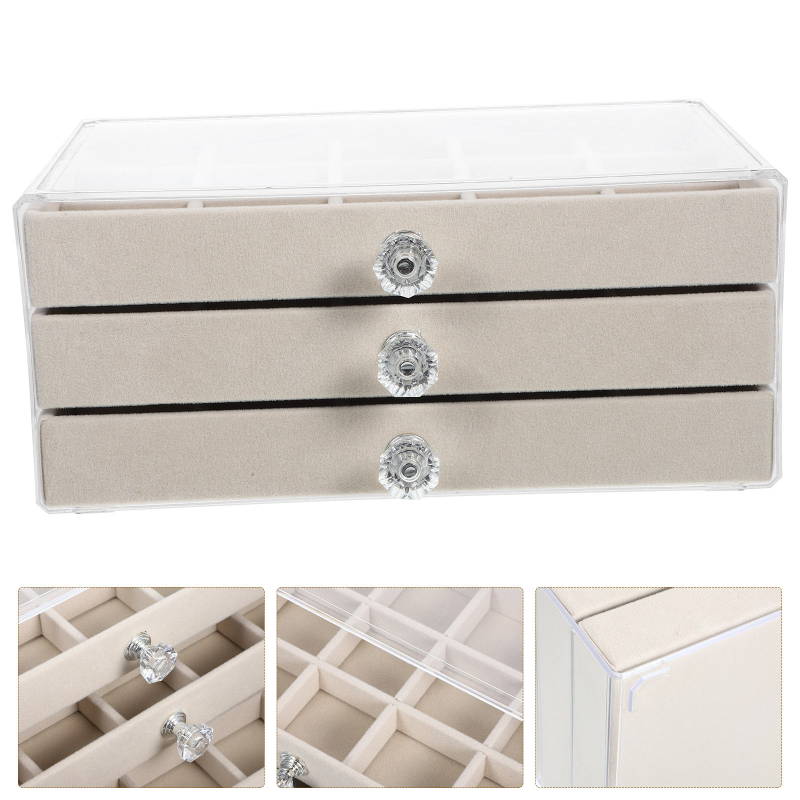 Jewelry Desk Setup - 45-Fächer-Schmuck-Organizer-Box, Desktop-Aufbewahrungsbox für Halsketten, Ohrringe, Ringe,