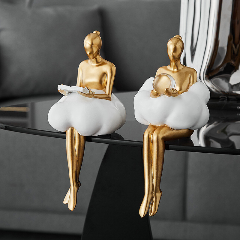 Desk Setup Girl - Ballett-Mädchen Wolken Abstrakte Kunst Figur Statue
