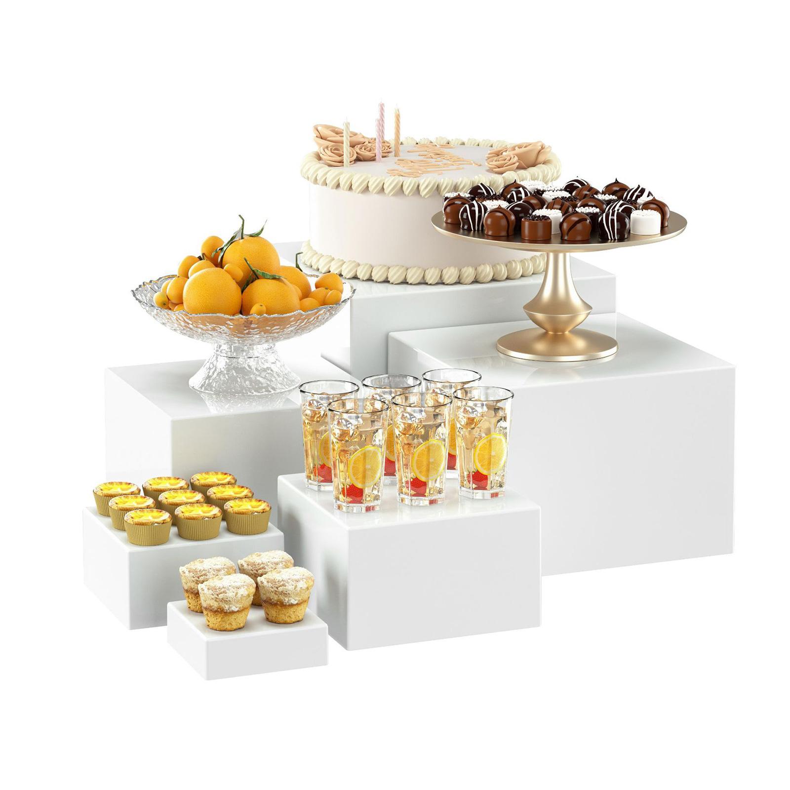 Desk Setup Riser - 6 x Acryl-Buffet-Riser, Dessert-Tisch-Display-Set, Würfel-Display-Riser für