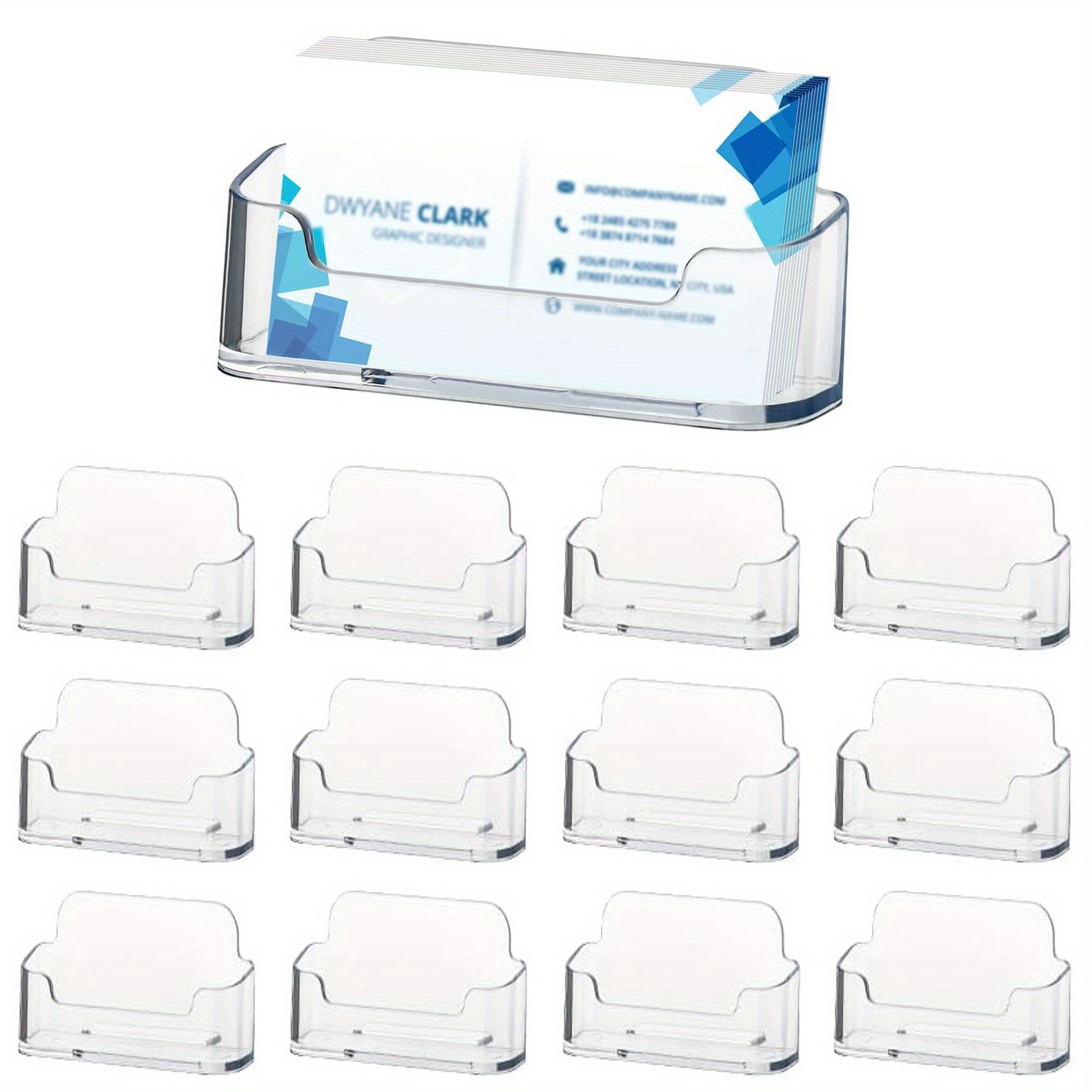 Desk Setup Essentials - 2 Stück transparente Acryl-Visitenkartenhalter für den