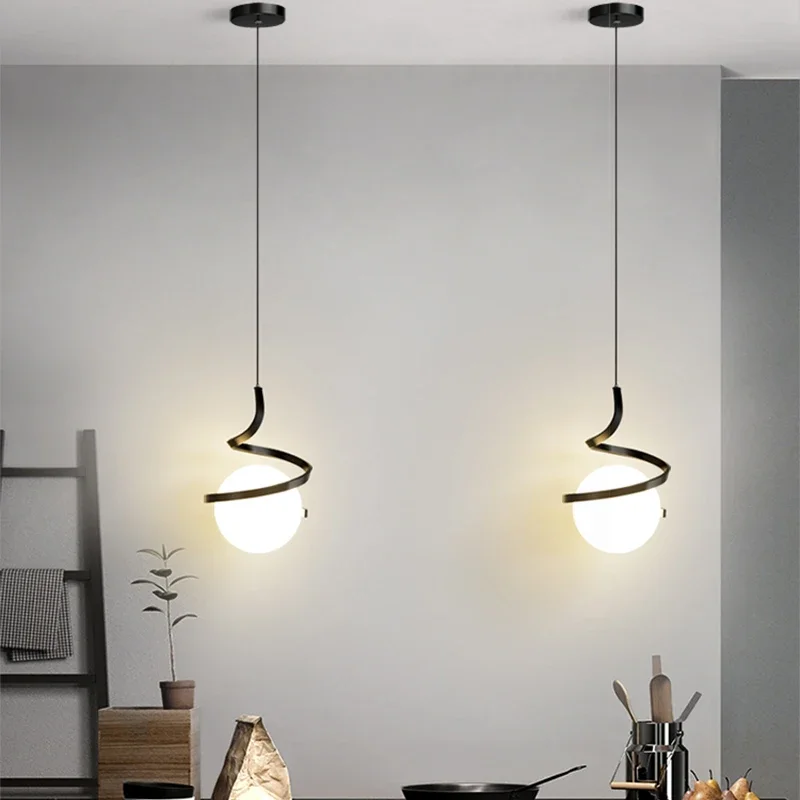 Desk Setup White - Nordische LED-Pendelleuchte für Schlafzimmer, Nachttisch, Wohnzimmer,
