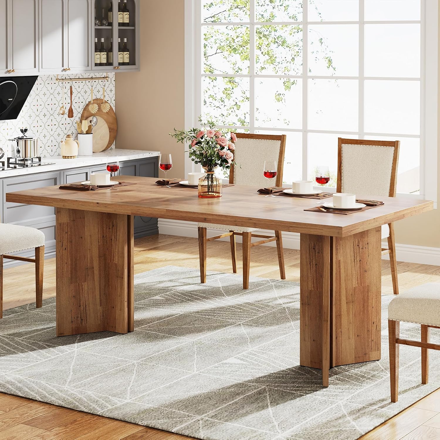 Desk Setup Brown - Großer rechteckiger Esstisch aus Holz für
