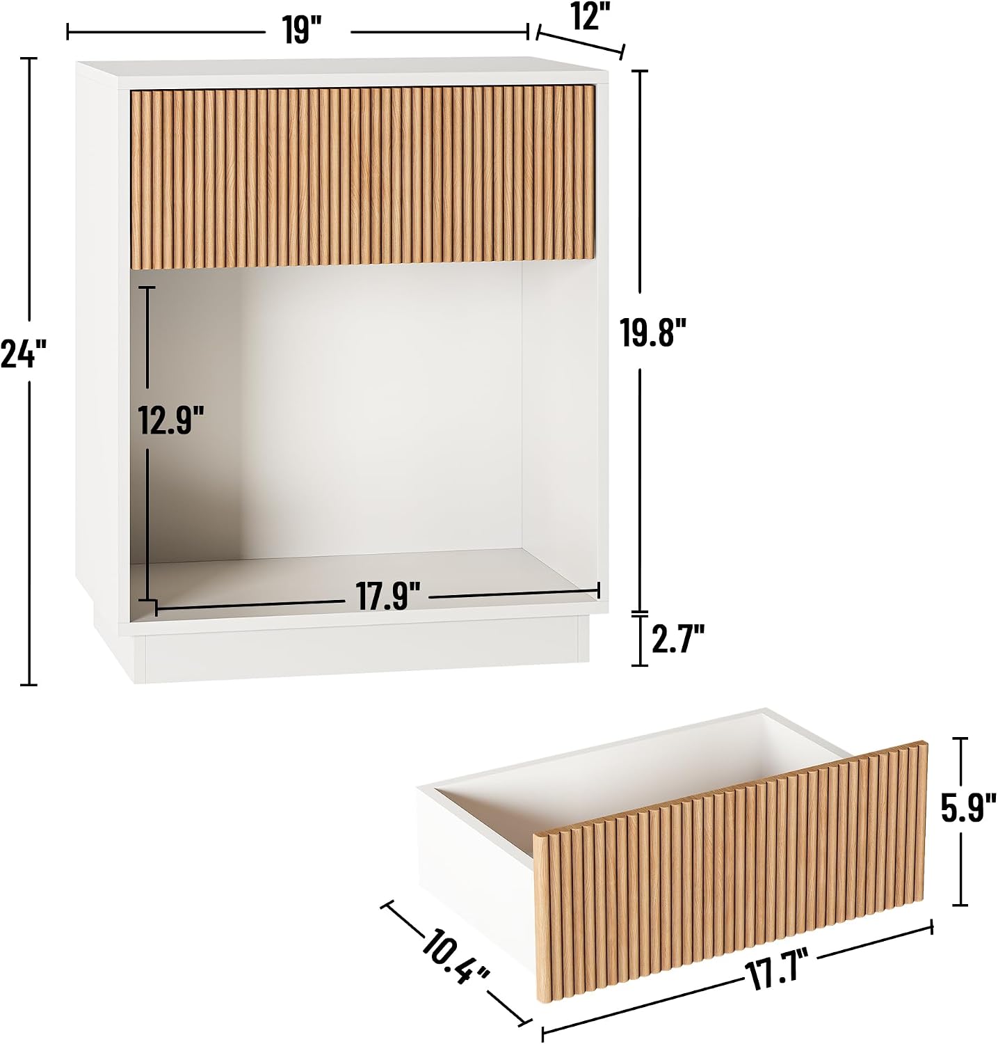 Geriffelte Nachttische im 2er- – Desk Setup White Bewertung und Preis