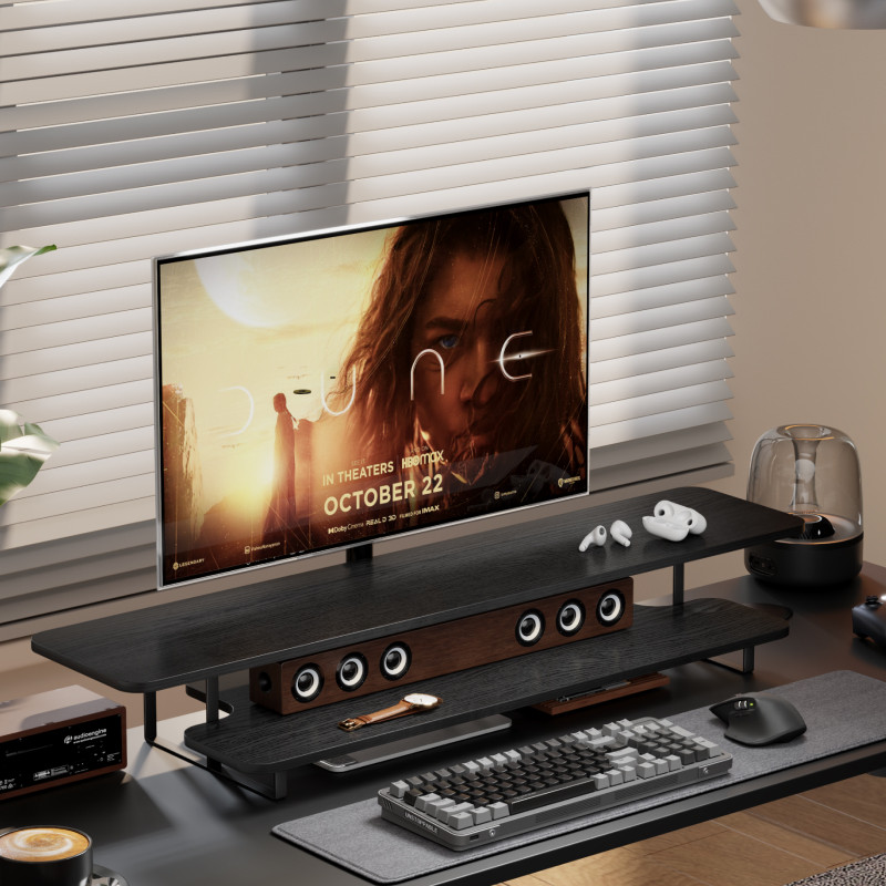 Monitorständer in Walnuss-Opti – Desk Setup Laptop And Monitor Bewertung und Preis