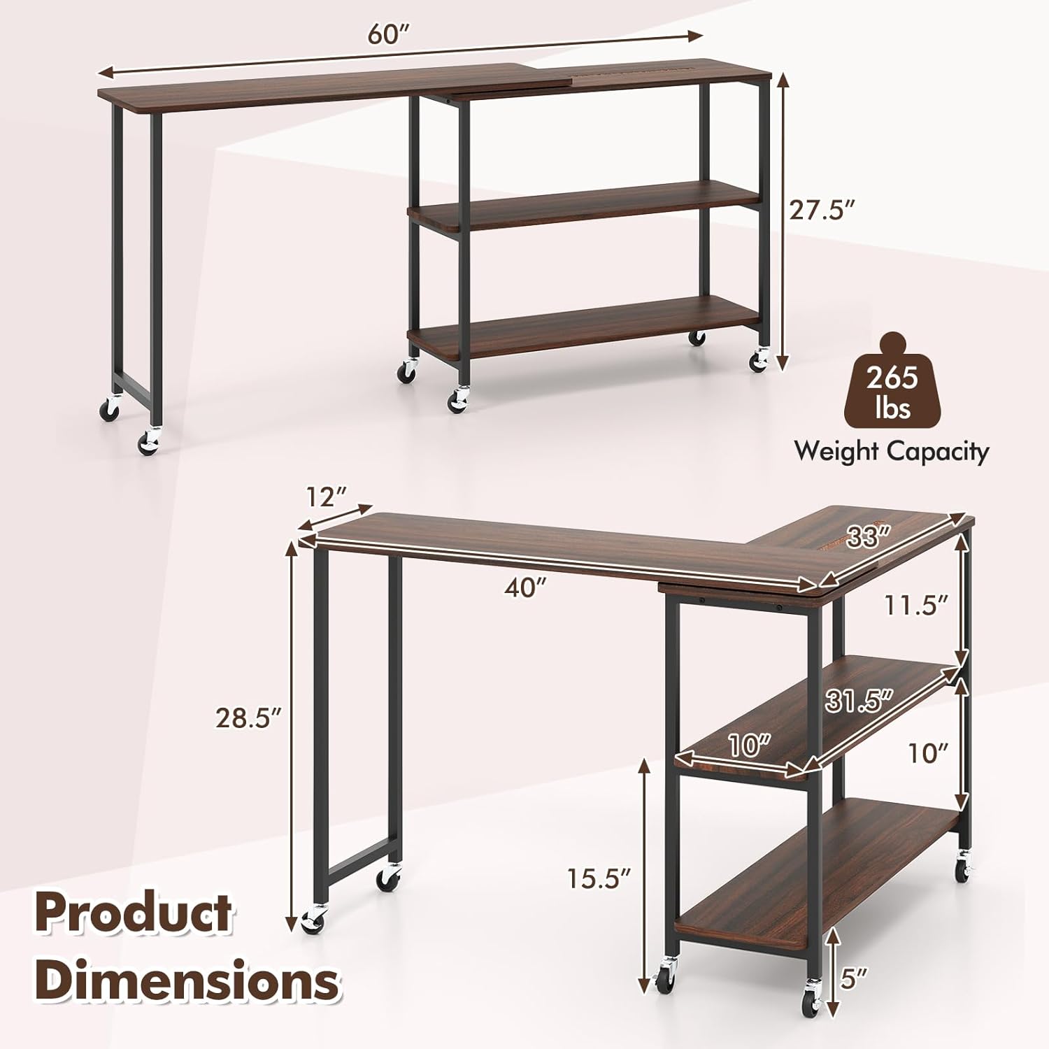 360 °   Drehbarer Beistelltisc – Desk Setup Laptop Bewertung und Preis