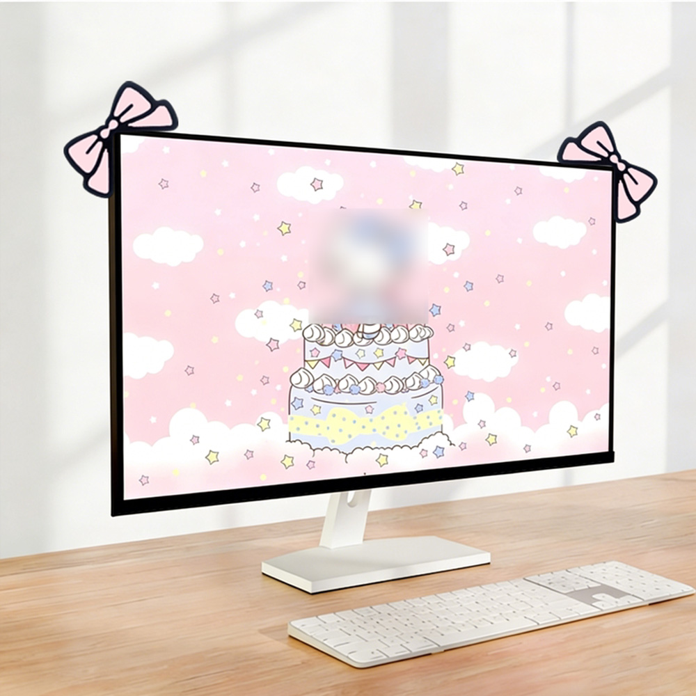 Niedliche Rosa Schleife Monito – Desk Setup Laptop And Monitor Bewertung und Preis