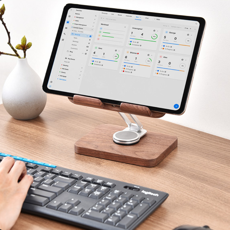 Schwarzer Walnuss-iPad-Ständer – Desk Setup Tablet Bewertung und Preis