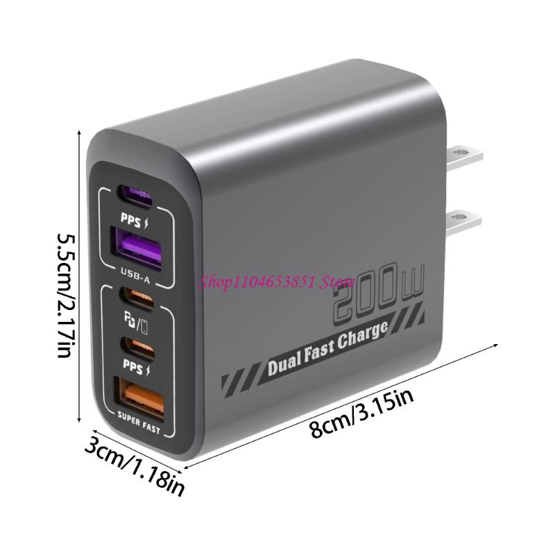 200 W 5-Port-Schnellladegerät  – Desk Setup Tablet Bewertung und Preis