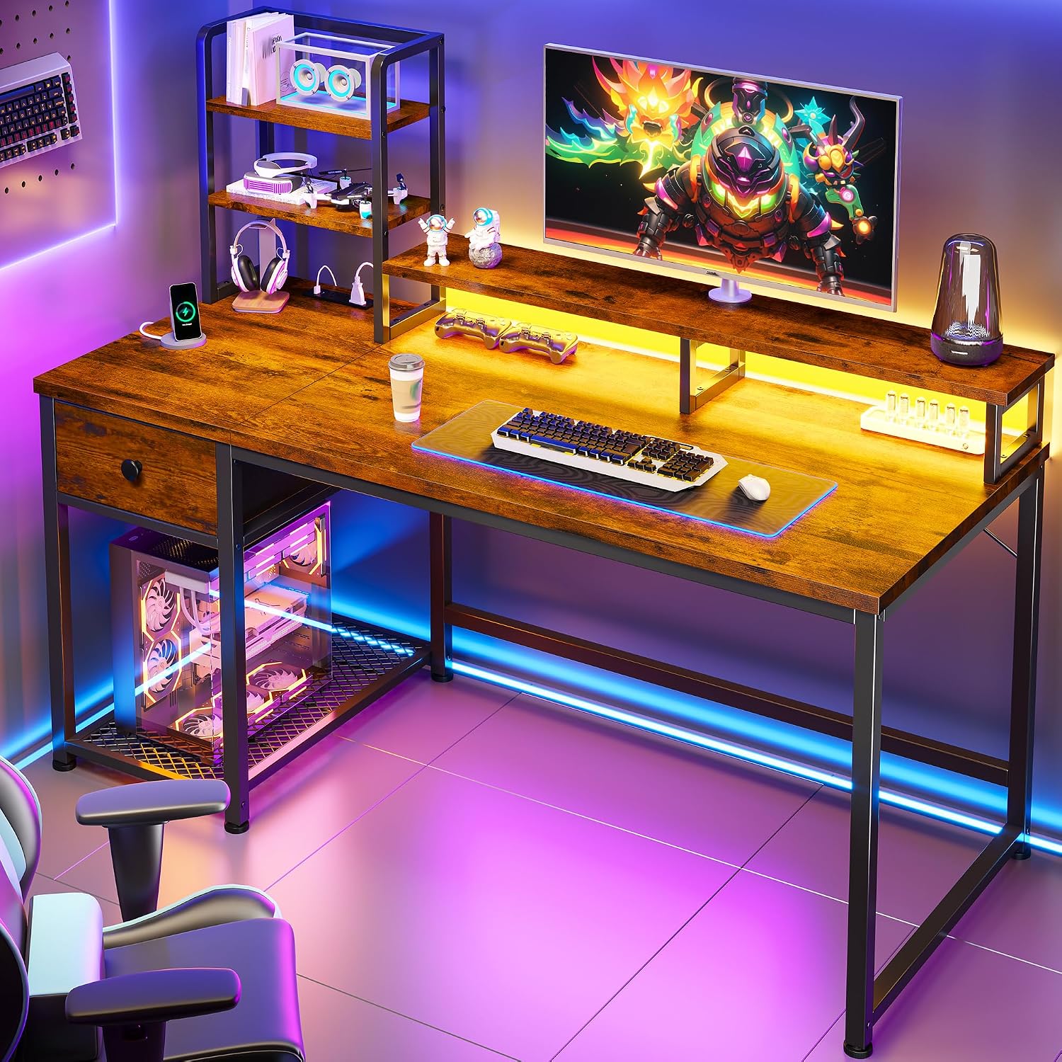 Kleiner Computertisch mit Aufs – Desk Setup Brown Bewertung und Preis