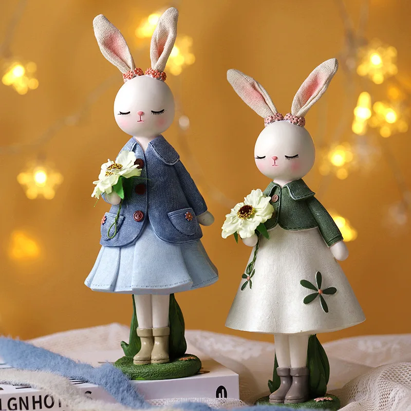 Frühlings-Blumen-Hasen-Harz-Or – Desk Setup Girl Bewertung und Preis